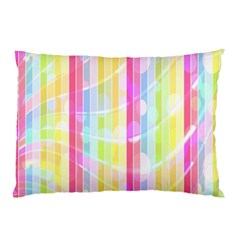 Colorful Abstract Stripes Circles And Waves Wallpaper Background Pillow Case by Amaryn4rt