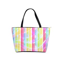 Colorful Abstract Stripes Circles And Waves Wallpaper Background Shoulder Handbags by Amaryn4rt