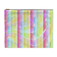 Colorful Abstract Stripes Circles And Waves Wallpaper Background Cosmetic Bag (xl) by Amaryn4rt