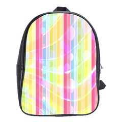 Colorful Abstract Stripes Circles And Waves Wallpaper Background School Bags(large)  by Amaryn4rt