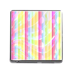 Colorful Abstract Stripes Circles And Waves Wallpaper Background Memory Card Reader (square) by Amaryn4rt