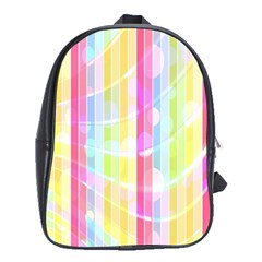 Colorful Abstract Stripes Circles And Waves Wallpaper Background School Bags (xl)  by Amaryn4rt