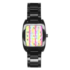 Colorful Abstract Stripes Circles And Waves Wallpaper Background Stainless Steel Barrel Watch by Amaryn4rt