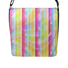 Colorful Abstract Stripes Circles And Waves Wallpaper Background Flap Messenger Bag (l)  by Amaryn4rt