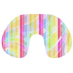 Colorful Abstract Stripes Circles And Waves Wallpaper Background Travel Neck Pillows by Amaryn4rt