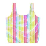 Colorful Abstract Stripes Circles And Waves Wallpaper Background Full Print Recycle Bags (L)  Front