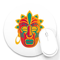 Mask Round Mousepads by Valentinaart