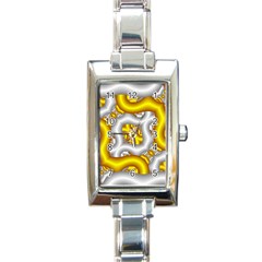 Fractal Background With Golden And Silver Pipes Rectangle Italian Charm Watch