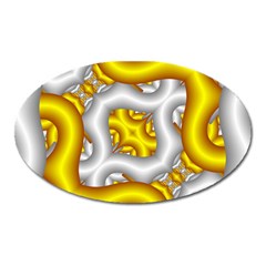 Fractal Background With Golden And Silver Pipes Oval Magnet