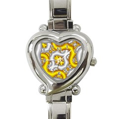 Fractal Background With Golden And Silver Pipes Heart Italian Charm Watch