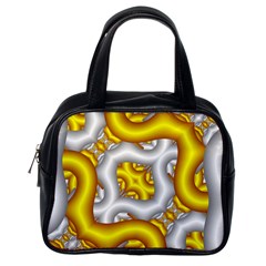 Fractal Background With Golden And Silver Pipes Classic Handbags (One Side)