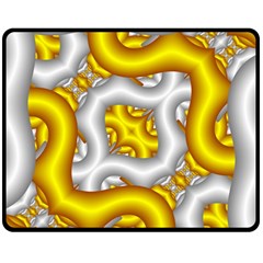 Fractal Background With Golden And Silver Pipes Fleece Blanket (Medium) 