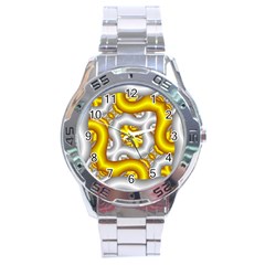 Fractal Background With Golden And Silver Pipes Stainless Steel Analogue Watch