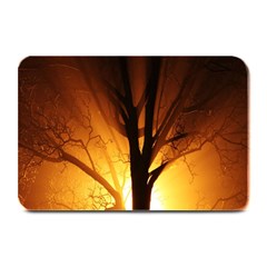 Rays Of Light Tree In Fog At Night Plate Mats by Amaryn4rt