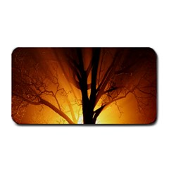 Rays Of Light Tree In Fog At Night Medium Bar Mats by Amaryn4rt