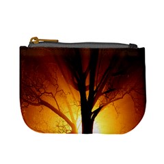 Rays Of Light Tree In Fog At Night Mini Coin Purses by Amaryn4rt