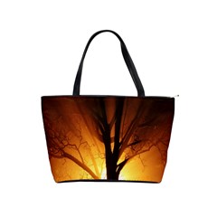 Rays Of Light Tree In Fog At Night Shoulder Handbags by Amaryn4rt