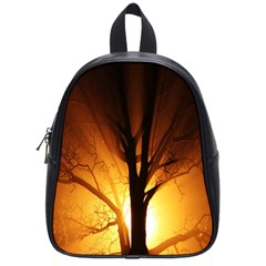 Rays Of Light Tree In Fog At Night School Bags (small)  by Amaryn4rt