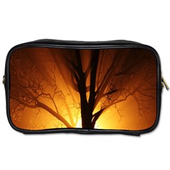 Rays Of Light Tree In Fog At Night Toiletries Bags 2-side by Amaryn4rt