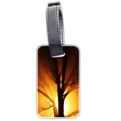 Rays Of Light Tree In Fog At Night Luggage Tags (two Sides) by Amaryn4rt