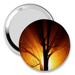 Rays Of Light Tree In Fog At Night 3  Handbag Mirrors by Amaryn4rt