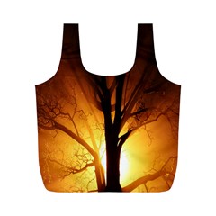 Rays Of Light Tree In Fog At Night Full Print Recycle Bags (m)  by Amaryn4rt