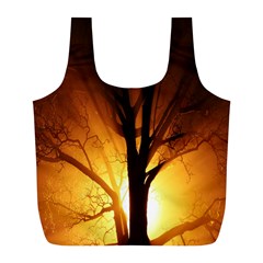 Rays Of Light Tree In Fog At Night Full Print Recycle Bags (l)  by Amaryn4rt