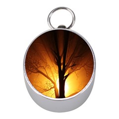 Rays Of Light Tree In Fog At Night Mini Silver Compasses by Amaryn4rt