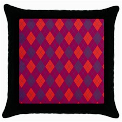 Plaid Pattern Throw Pillow Case (black) by Valentinaart