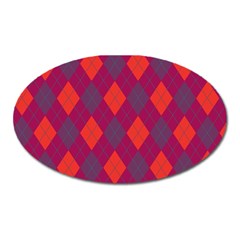 Plaid Pattern Oval Magnet by Valentinaart