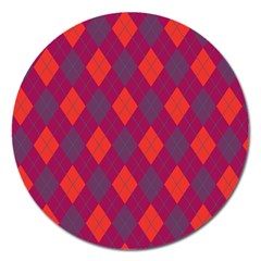 Plaid Pattern Magnet 5  (round) by Valentinaart