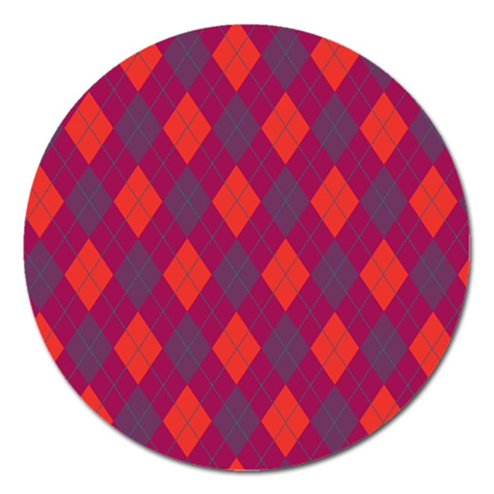 Plaid pattern Magnet 5  (Round)