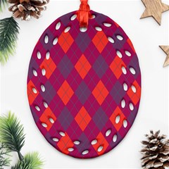 Plaid Pattern Oval Filigree Ornament (two Sides) by Valentinaart