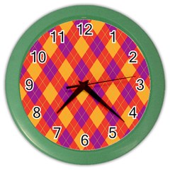 Plaid Pattern Color Wall Clocks by Valentinaart