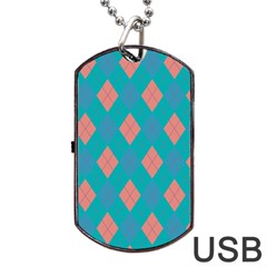 Plaid Pattern Dog Tag Usb Flash (one Side) by Valentinaart