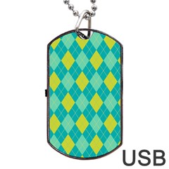 Plaid Pattern Dog Tag Usb Flash (two Sides)