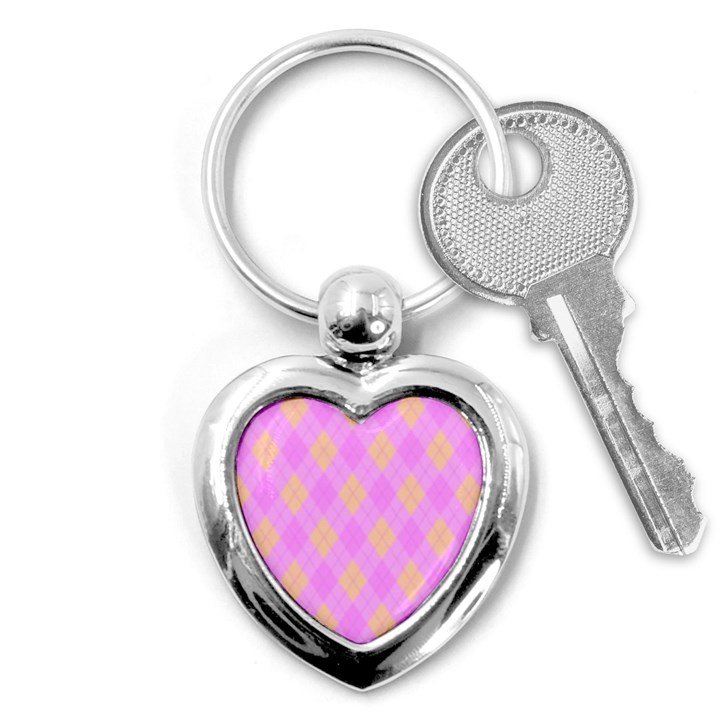 Plaid pattern Key Chains (Heart) 