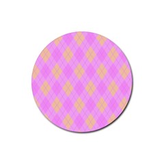 Plaid pattern Rubber Coaster (Round) 