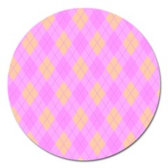 Plaid pattern Magnet 5  (Round)