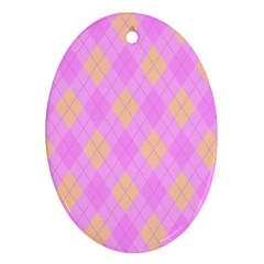 Plaid pattern Oval Ornament (Two Sides)