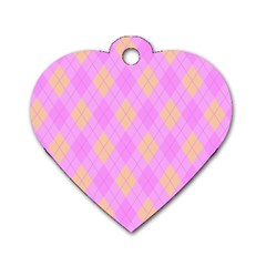 Plaid pattern Dog Tag Heart (Two Sides)