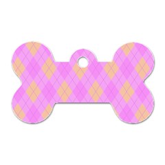 Plaid pattern Dog Tag Bone (One Side)