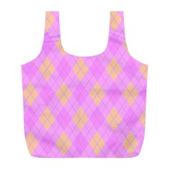 Plaid pattern Full Print Recycle Bags (L) 