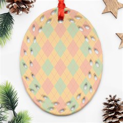 Plaid Pattern Oval Filigree Ornament (two Sides) by Valentinaart