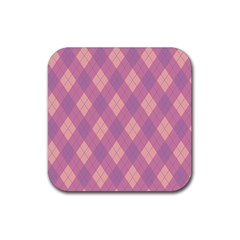 Plaid Pattern Rubber Coaster (square)  by Valentinaart