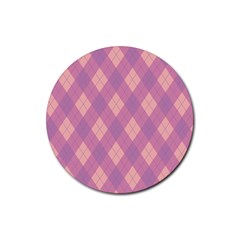 Plaid Pattern Rubber Coaster (round)  by Valentinaart