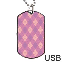 Plaid Pattern Dog Tag Usb Flash (two Sides)