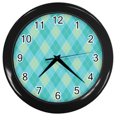 Plaid Pattern Wall Clocks (black) by Valentinaart