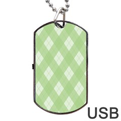 Plaid Pattern Dog Tag Usb Flash (one Side) by Valentinaart