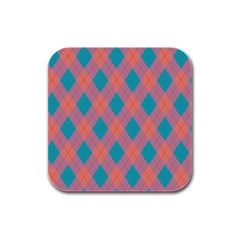 Plaid Pattern Rubber Square Coaster (4 Pack)  by Valentinaart